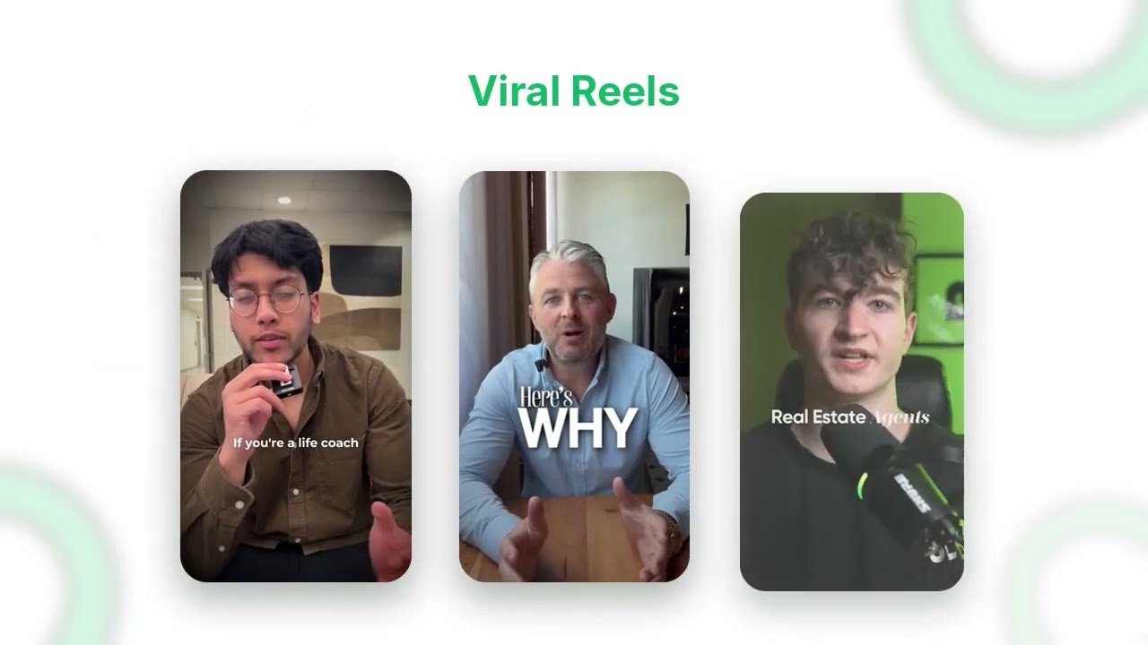 Portfolio reel thumbnail showing three viral client reels